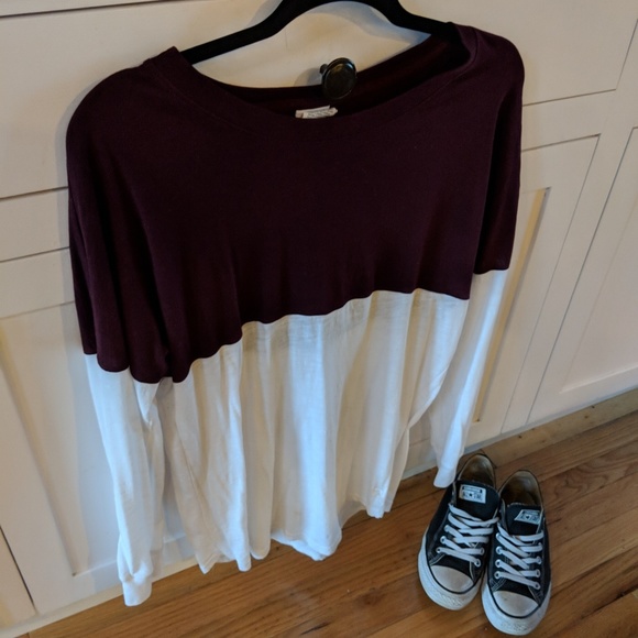 PINK colorblock long sleeve Maroon/White - Picture 2 of 4